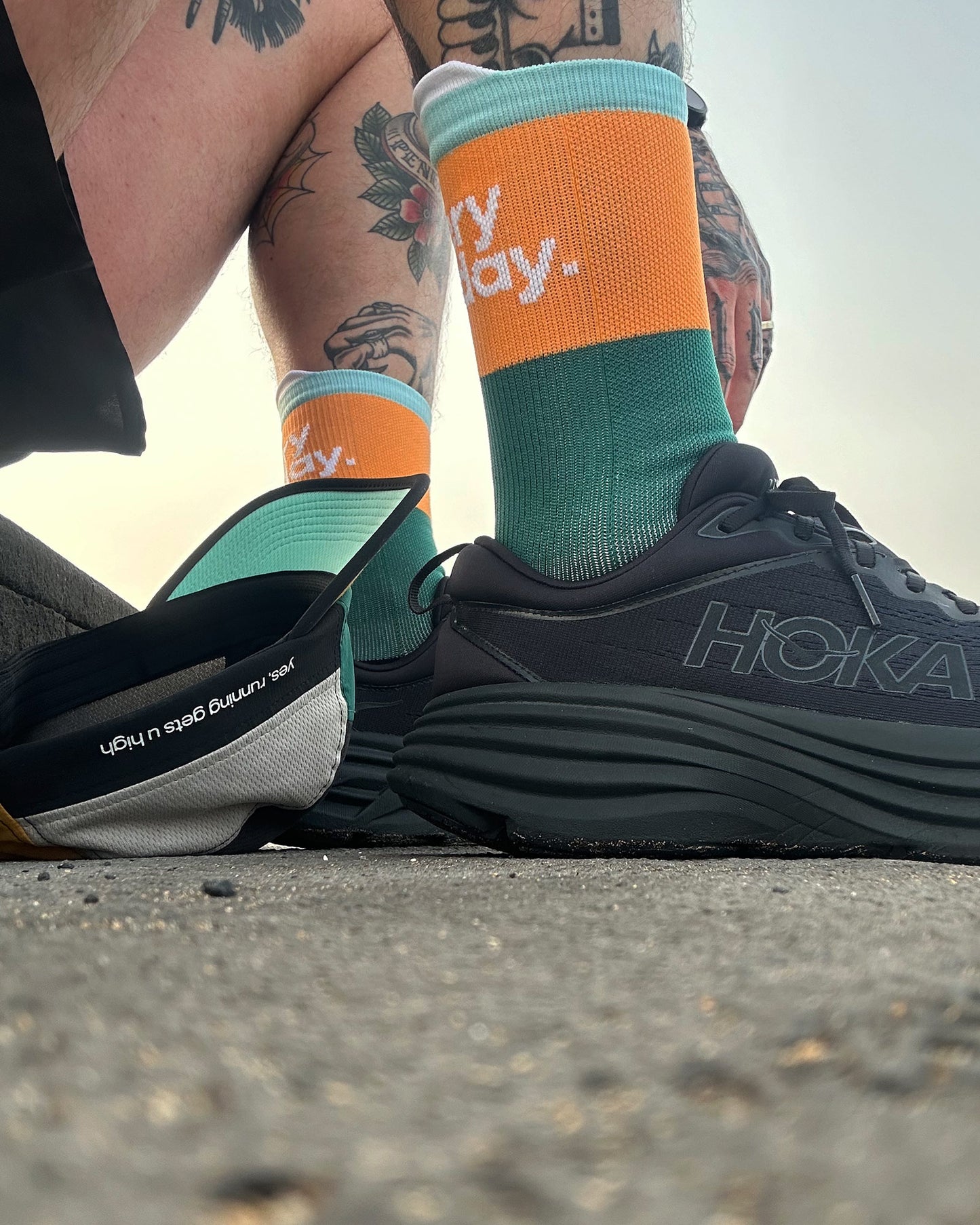 Running Sock - Green Trees / Amber