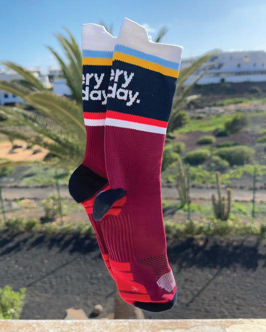 Running Sock Stripe - Cherry Red / Multi