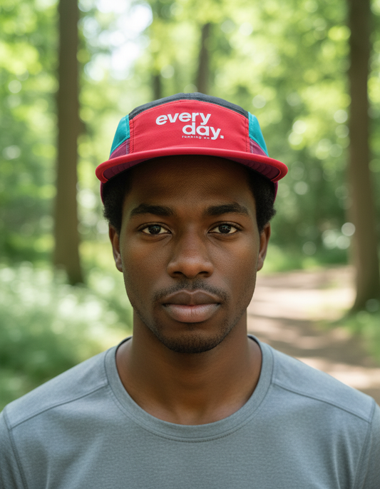 Classic Running Cap - Cherry Red / Teal