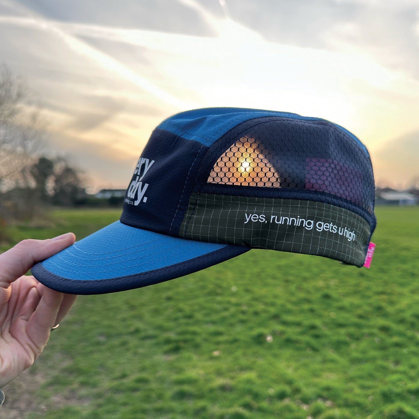 Nylon Running Cap - Azure Blue / Navy