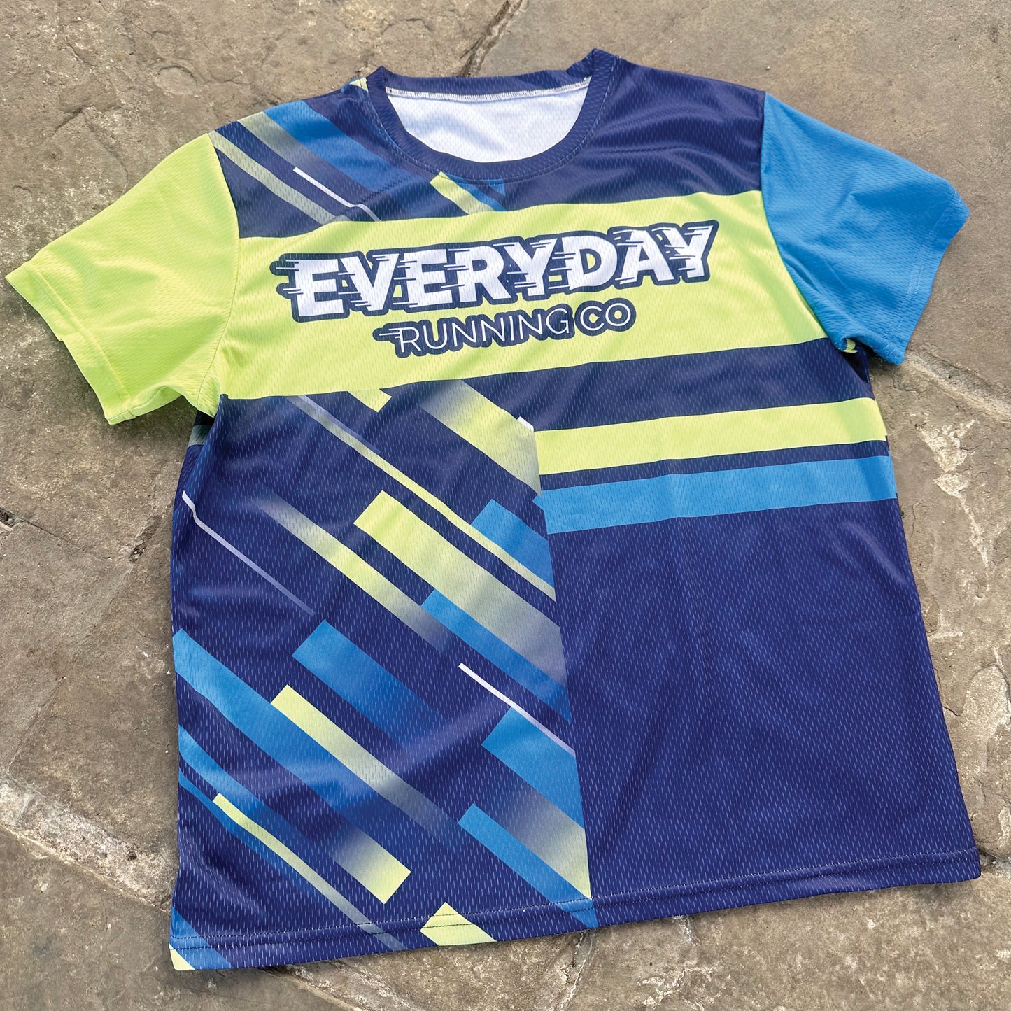 Neon Lime & Navy Technical Running T-shirt